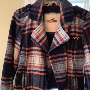 Hollister wool plaid Moto style jacket